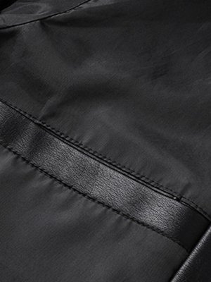 Men's Faux Leather Jacket Biker Jacket Outdoor Daily Wear Warm Pocket Fall Winter Plain Fashion Streetwear Standing Collar Regular Black Wine Coffee Jacket