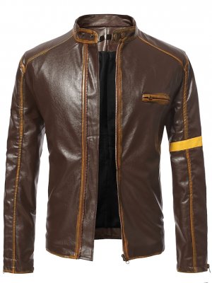 Men's PU Leather Jacket Faux Leather Coat Motorcycle Biker Vintage Style  Winter Casual Daily Outdoor Work Black Warm Outwear Tops Pocket